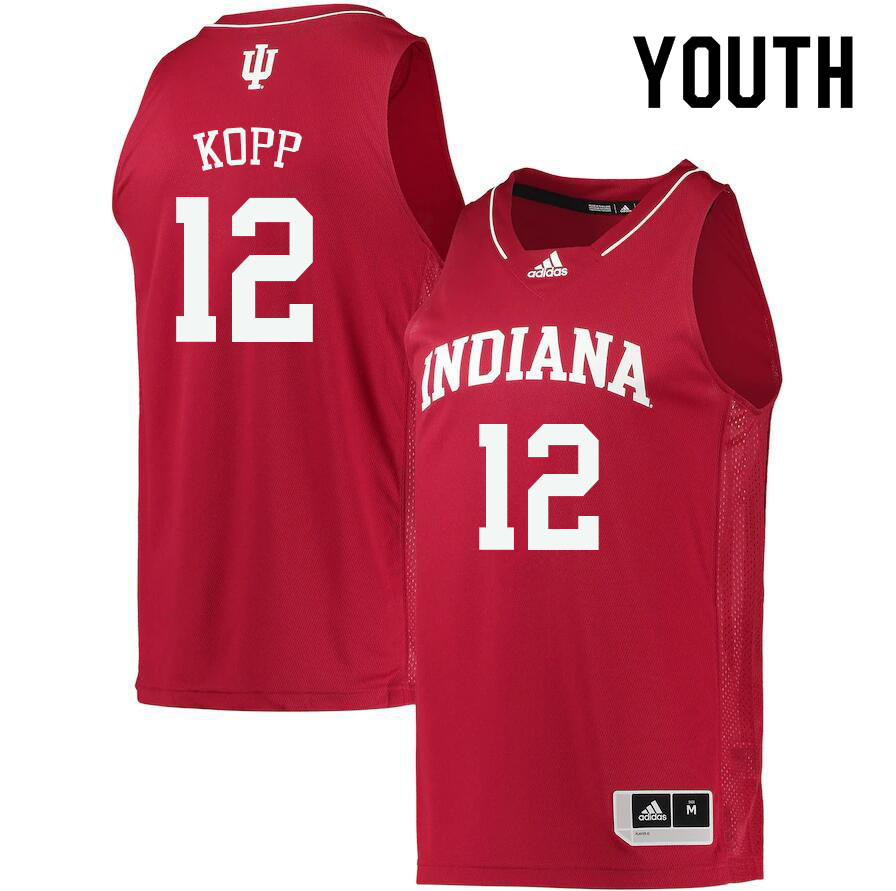 Youth #12 Miller Kopp Indiana Hoosiers College Basketball Jerseys Sale-Crimson